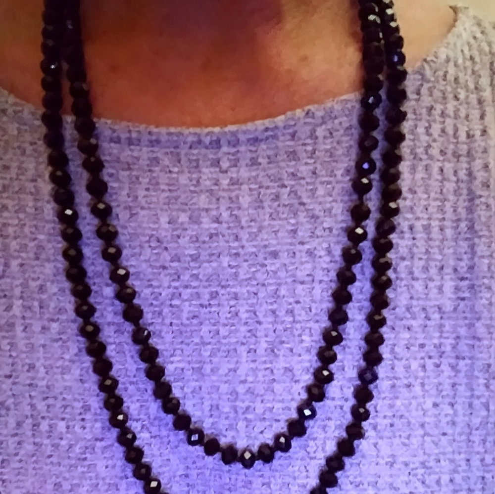 VINTAGE FACETED ONYX NECKLACE